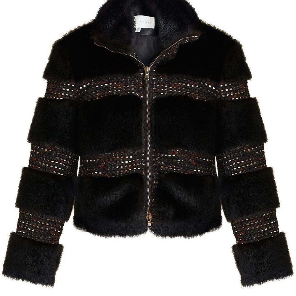 NWT Veronica Beard Fraya Fur Coat Size 0